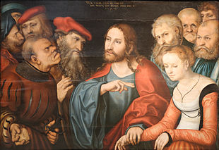 Le Christ et la femme adultère, Lucas Cranach l'Ancien