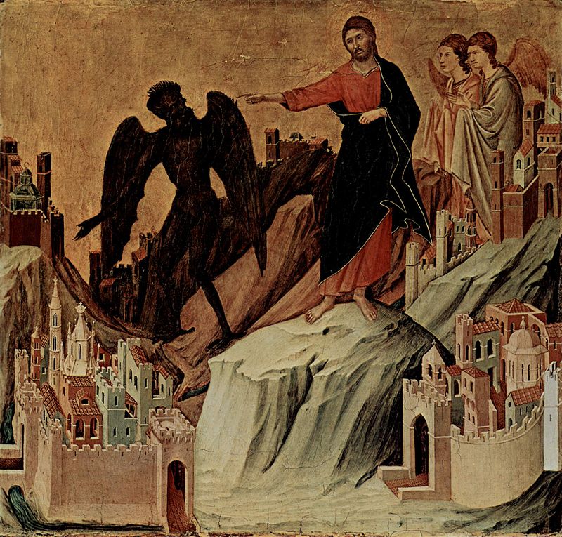 La tentation sur la montagne par Duccio (v. 1310)